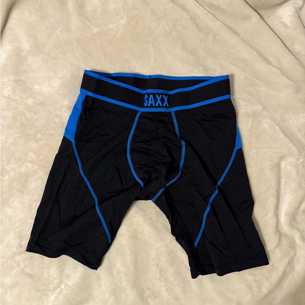 SAXX Men's Black and Blue Boxer Briefs